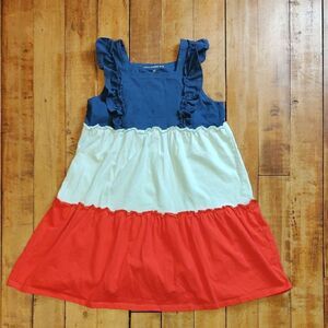 Millie Loves Lily Dress 10 Colorblock Cotton Dress Red Blue Spring Summer
